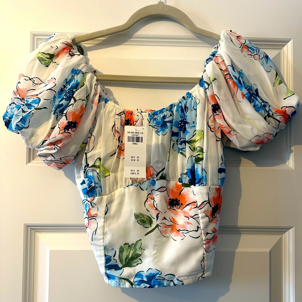 Abercrombie White Floral Crop Top Size Small
